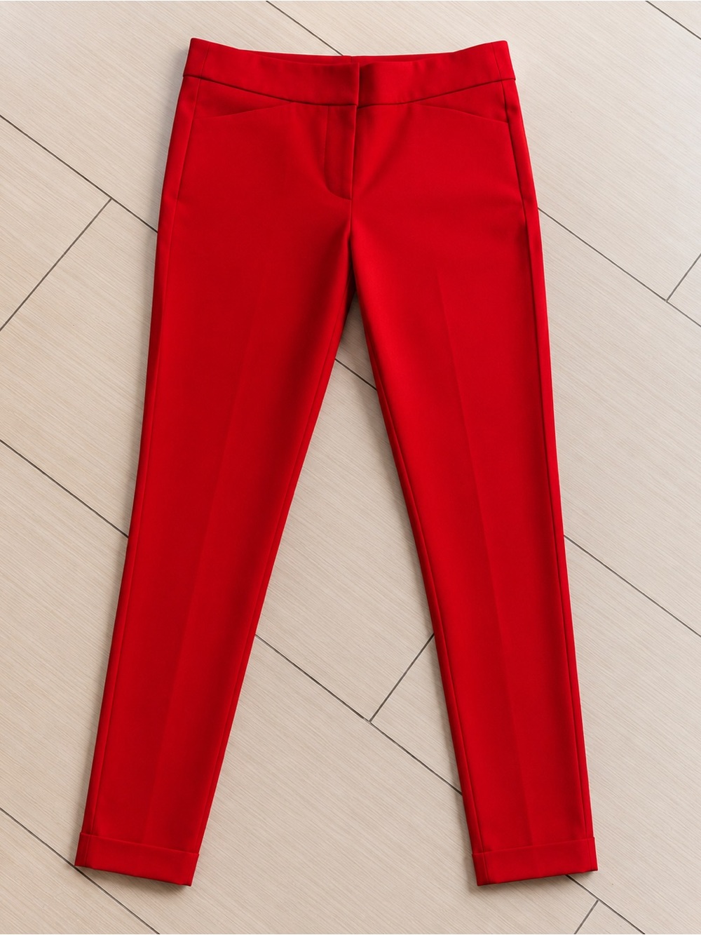 LOFT Riviera Pants Size 4 Red Ankle Career Stretch Dress Pants - Picture 2 of 5